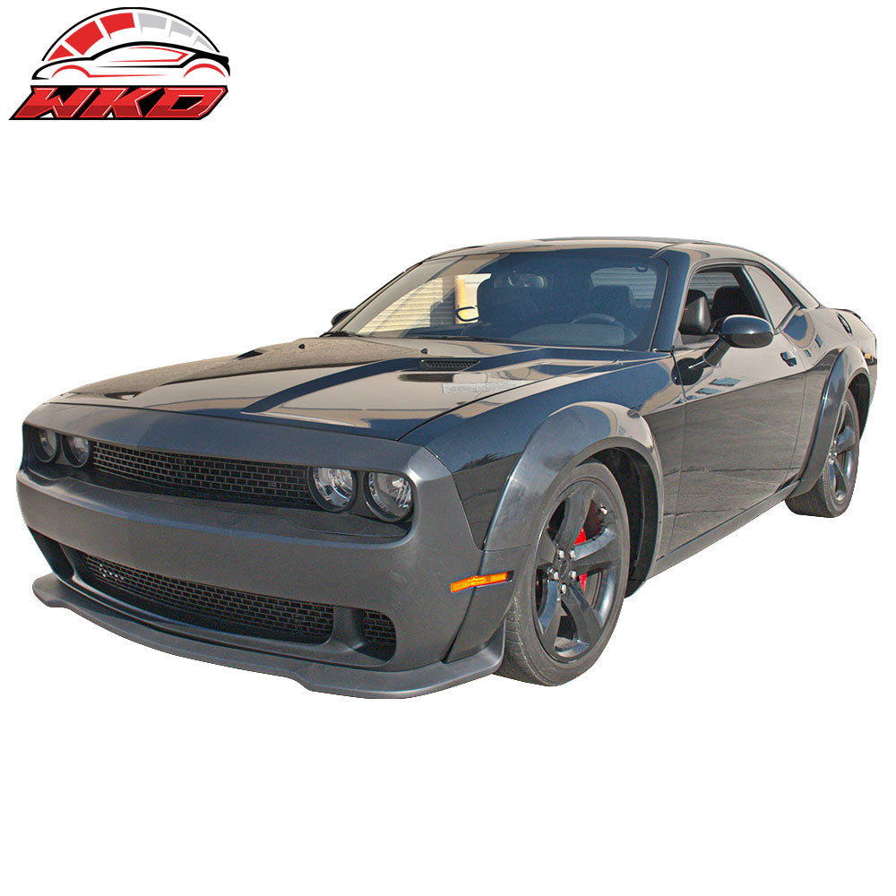 Fits 08-14 Dodge Challenger Front Bumper Cover + SRT Lip + Fender Flares PP