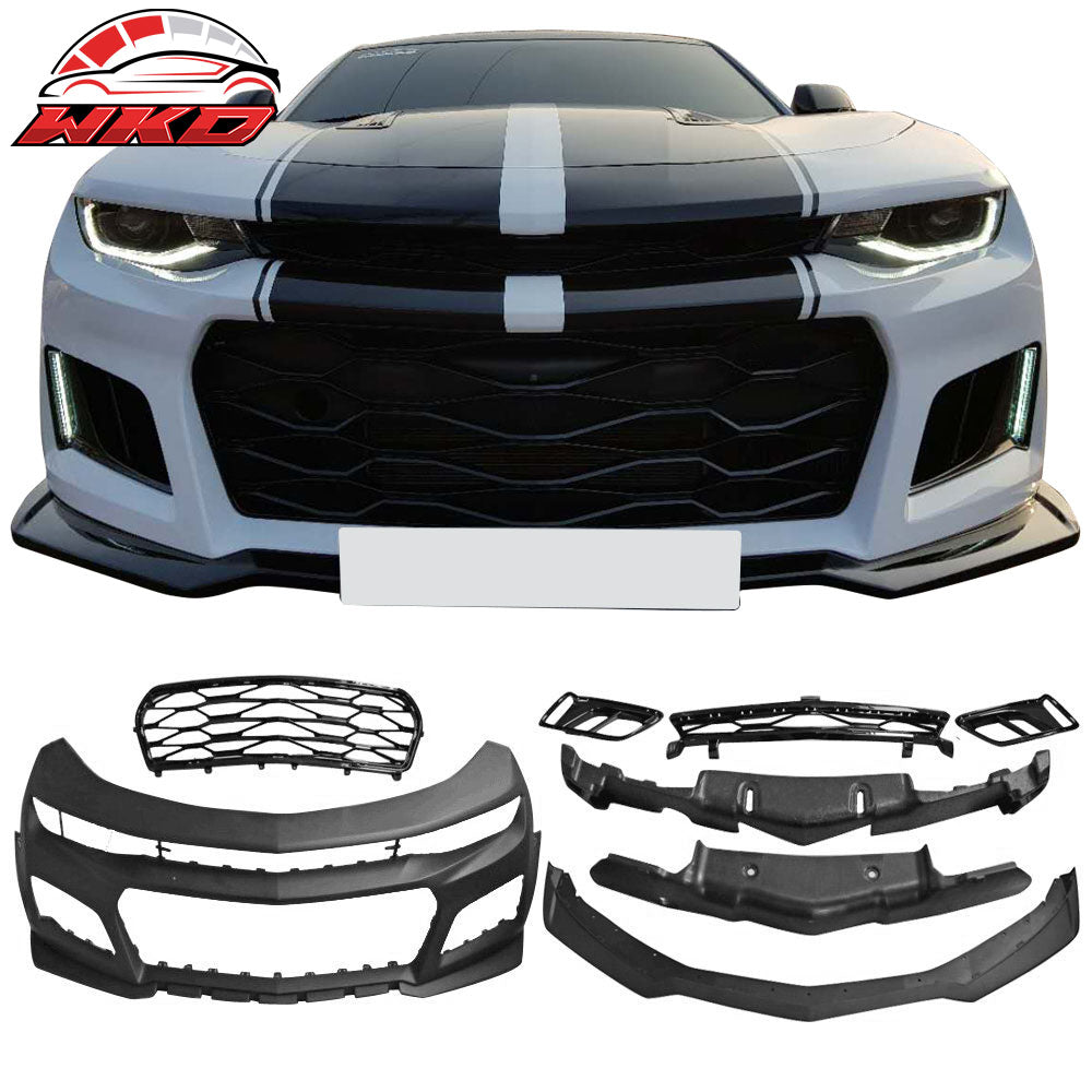 Fits 16-18 Chevy Camaro ZL1 Style Unpainted Front Bumper Cover Conversion w/ Lip