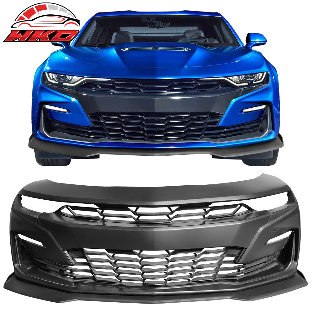 Fits 19-24 Chevy Camaro SS Style PP Front Bumper W/Matte Black Front Bumper Lip
