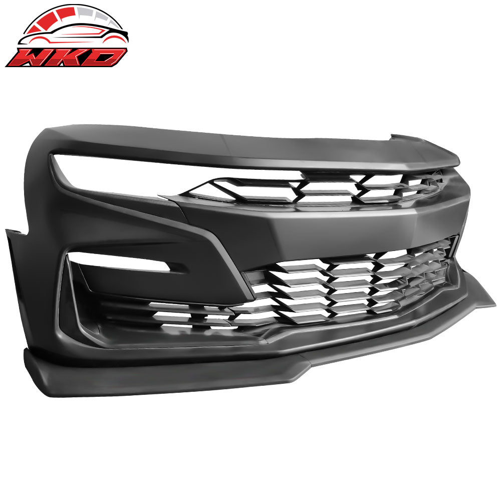 Fits 19-24 Chevy Camaro SS Style PP Front Bumper W/Matte Black Front Bumper Lip