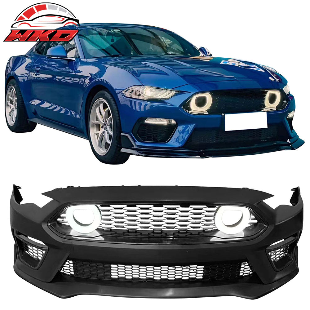 Fits 18-23 Ford Mustang 2021 Mach-1 Style Front Bumper Cover with Lip LED Grille