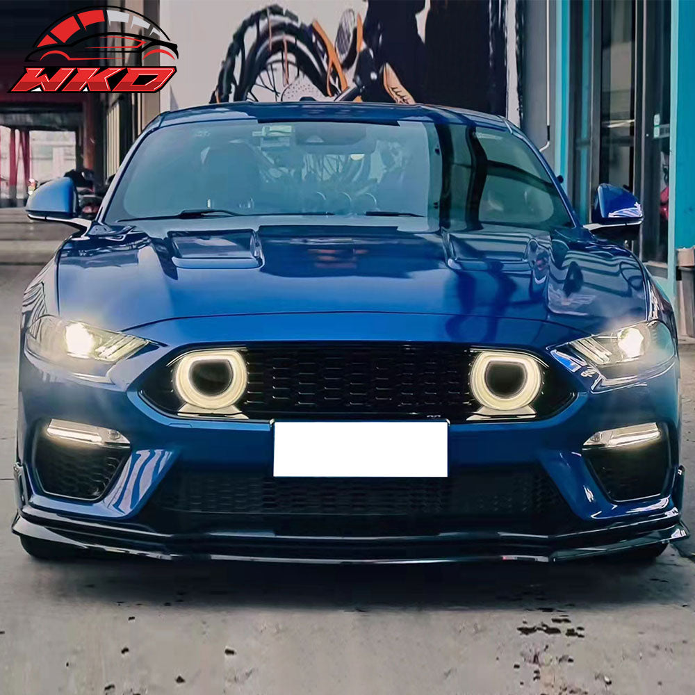 Fits 18-23 Ford Mustang 2021 Mach-1 Style Front Bumper Cover with Lip LED Grille