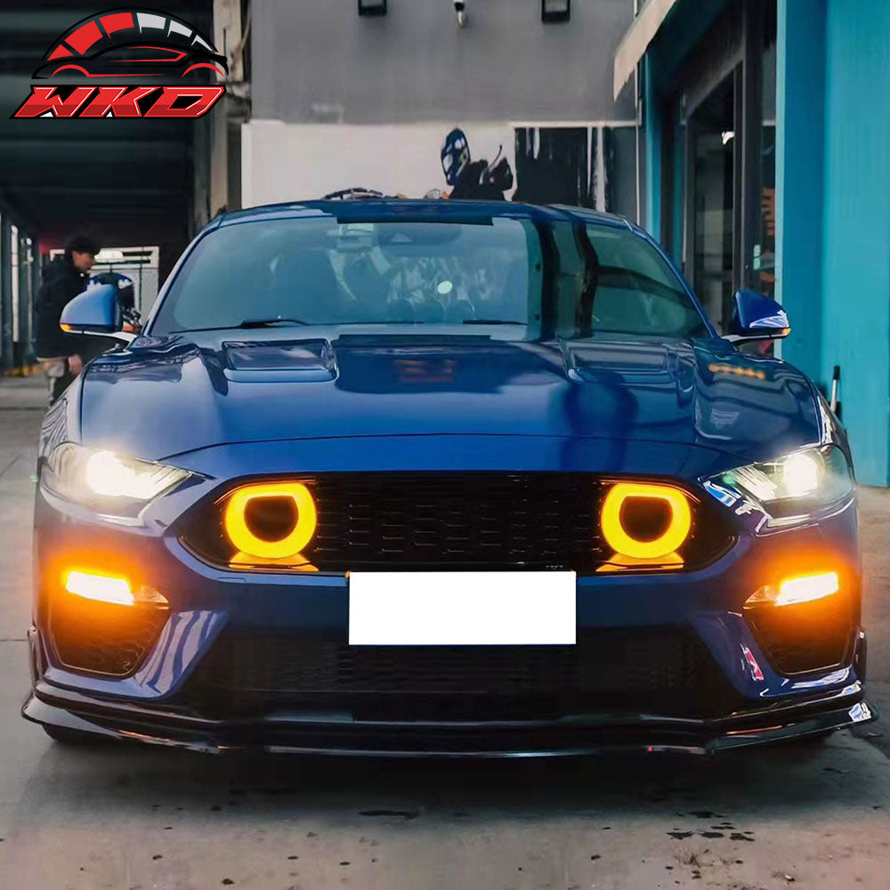 Fits 18-23 Ford Mustang 2021 Mach-1 Style Front Bumper Cover with Lip LED Grille