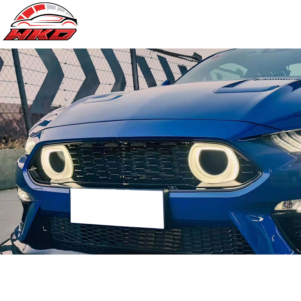 Fits 18-23 Ford Mustang 2021 Mach-1 Style Front Bumper Cover with Lip LED Grille