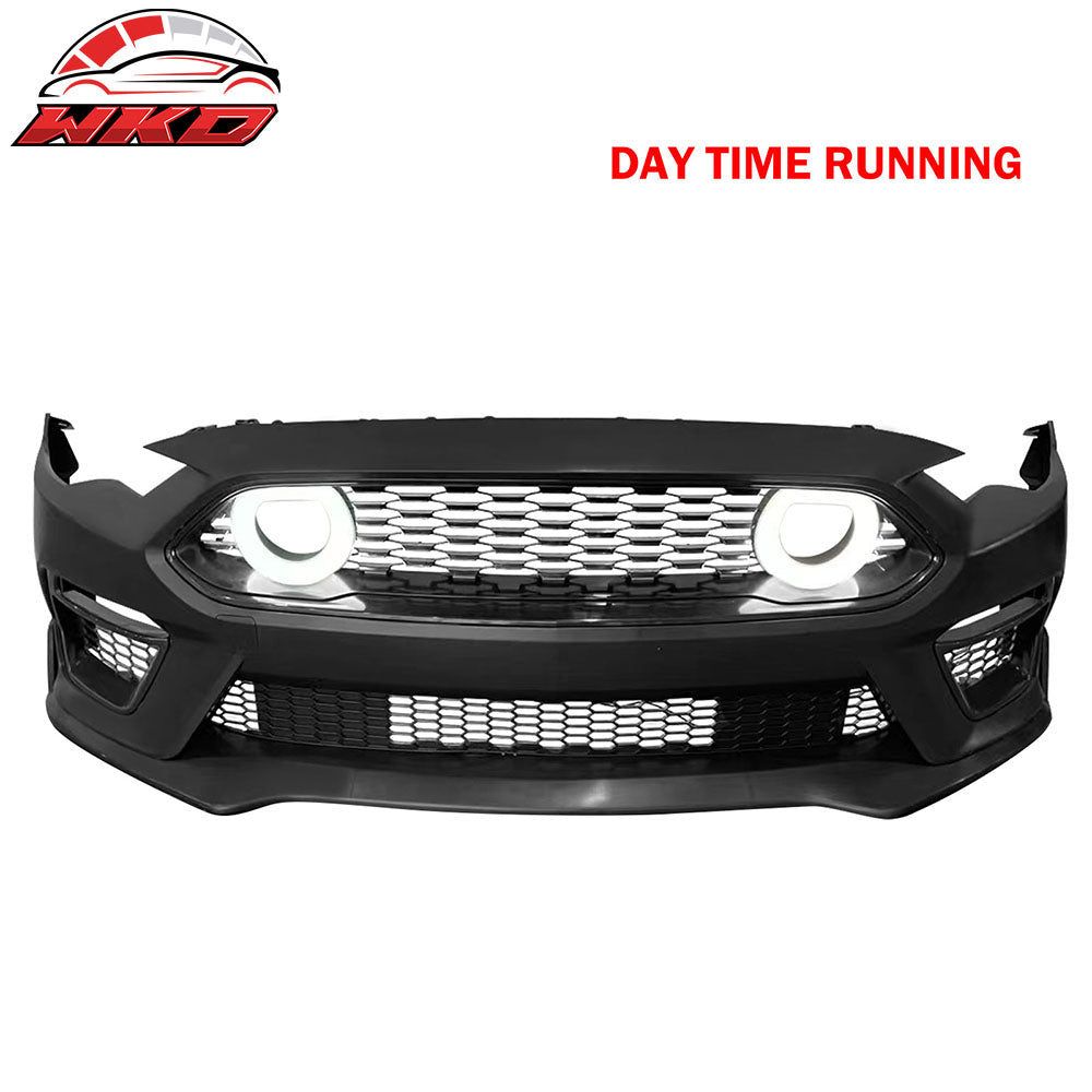 Fits 18-23 Ford Mustang 2021 Mach-1 Style Front Bumper Cover with Lip LED Grille