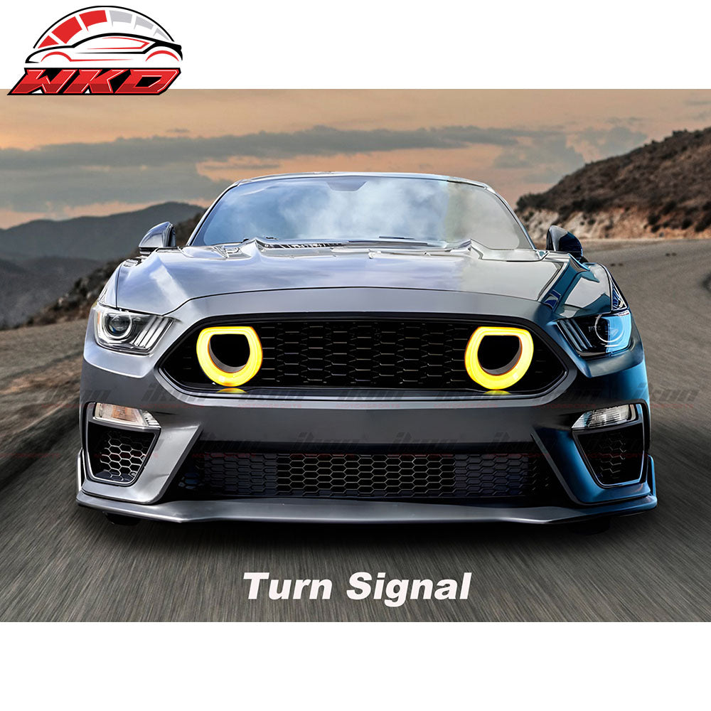 Fits 15-17 Ford Mustang EcoBoost GT LED Grille Front Bumper Cover Mach 1 Style