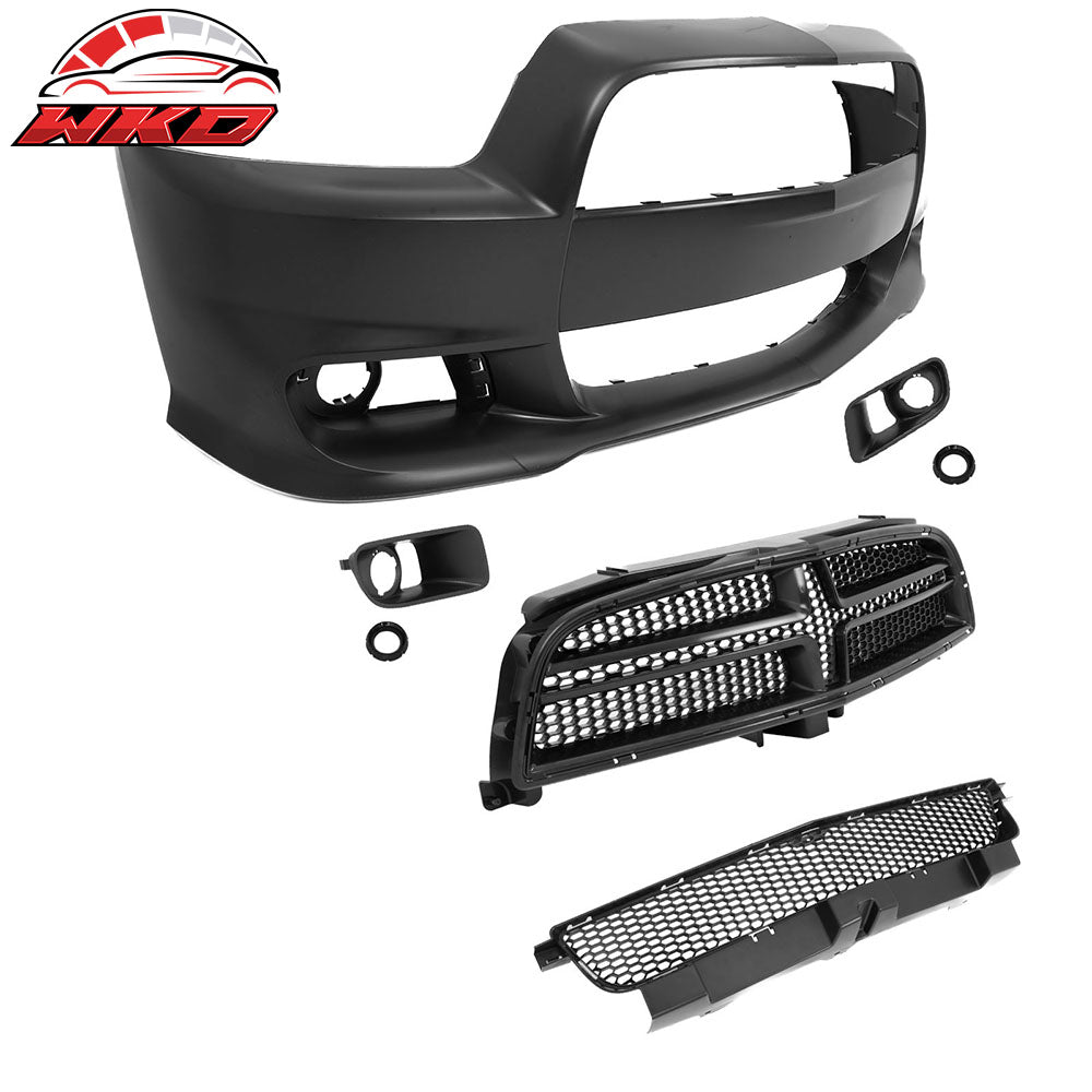 Fits 11-14 Dodge Charger SRT8 Front Bumper Cover Conversion + Grilles W/O ACC PP