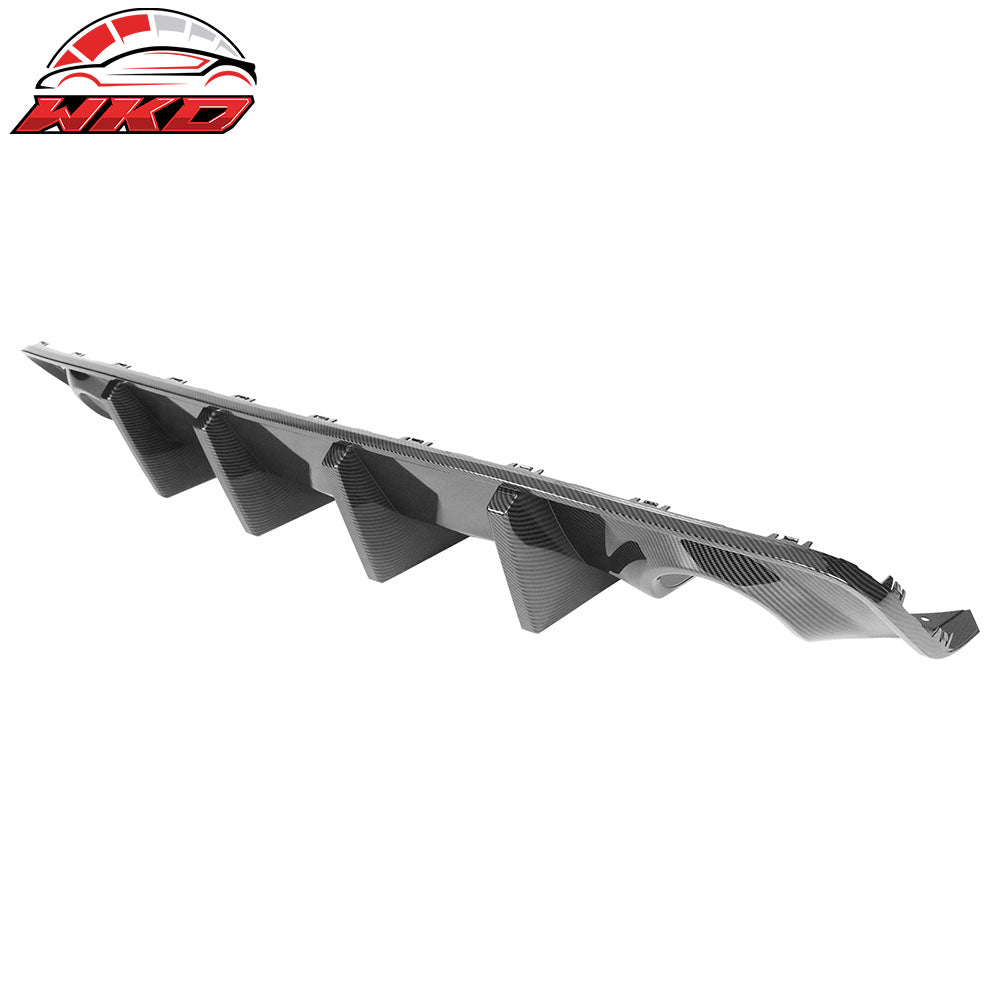 Fits 20-23 Charger Widebody Bumper Cover + Carbon Fiber Print Diffuser W/ 4 Fin