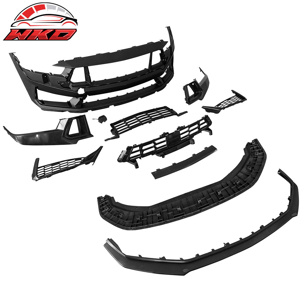 Fits 24-26 Ford Mustang Dark Horse Style Front Bumper Conversion Kit W/ Grilles