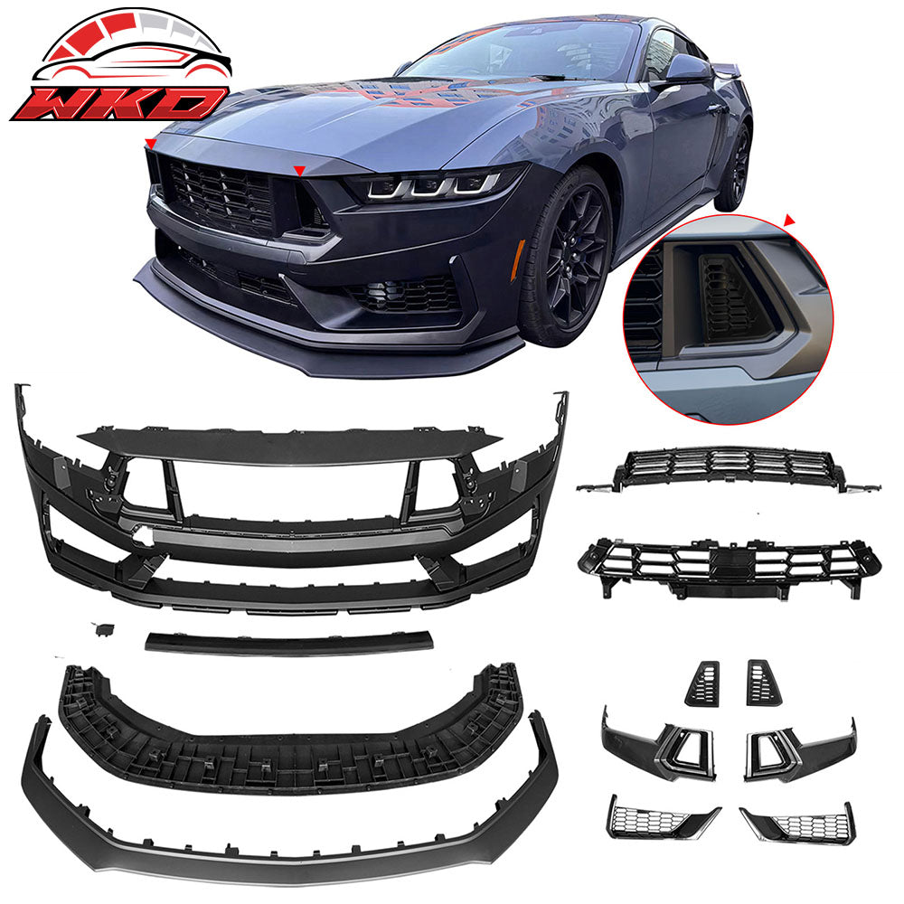 Fits 24-26 Ford Mustang Dark Horse Front Bumper Conversion Kit W/ Mesh Grilles