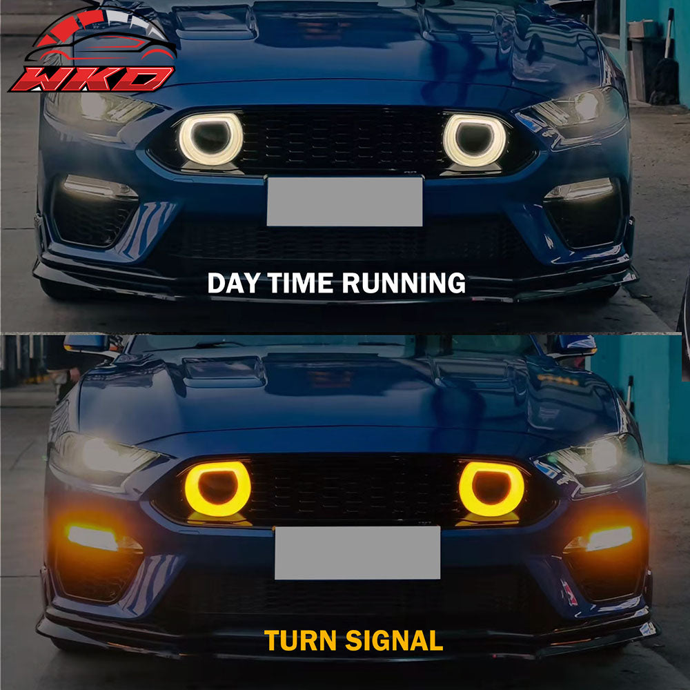 For 18-23 Ford Mustang 2021 Mach 1 Style Front Bumper Cover LED Grille Headlight