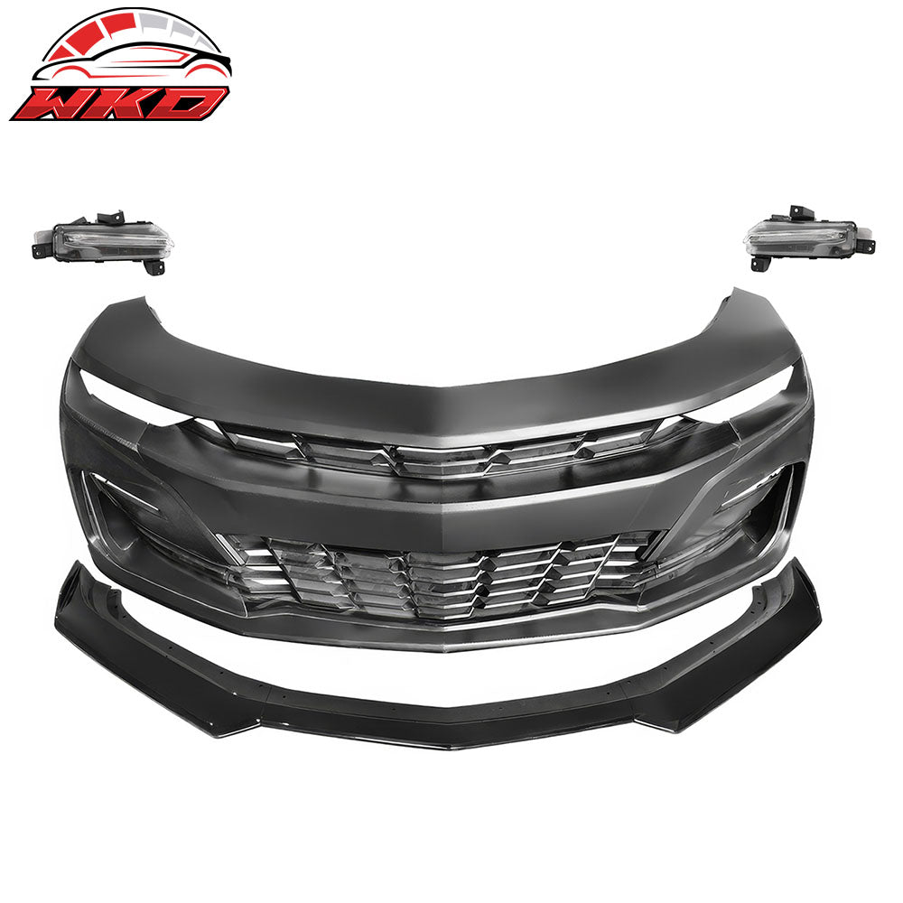 For 19-24 Camaro SS Style PP Front Bumper Cover Conversion DRL + Gloss Black Lip | Wholesale