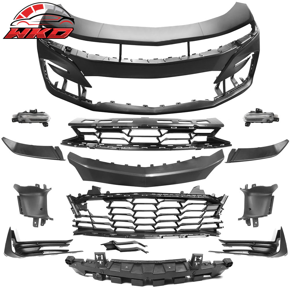Fits 19-24 Chevrolet Camaro 19 SS Style Front Bumper Cover Daytime Running Light