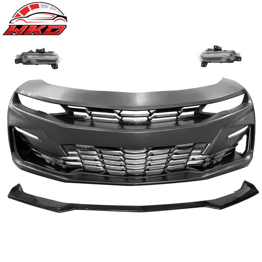 19-24 Chevy Camaro 19 SS Style Front Bumper Cover LED DRL + Gloss Black Lip | Wholesale