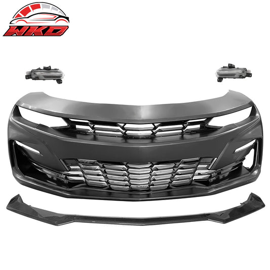 For 19-24 Camaro 19 SS Style Front Bumper Cover LED DRL + Carbon Fiber Print Lip | Wholesale