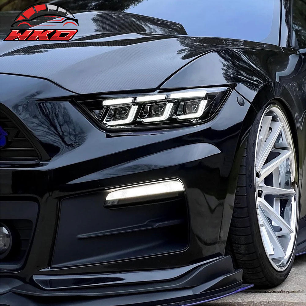 Fits 15-22 Ford Mustang Shelby 2024 Style Bumper LED Switchback Headlight Lamp