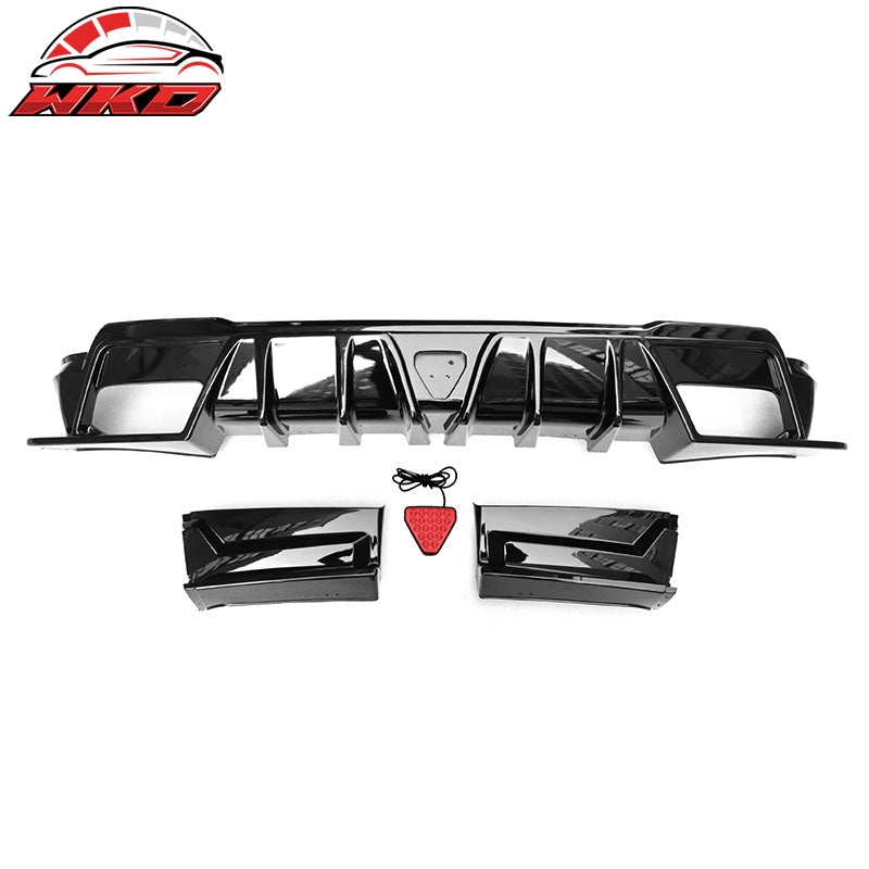 Fits 23-26 Honda CR-V Hybrid IKON Gloss Black Rear Bumper Lip Diffuser PP W/ LED