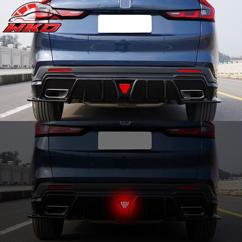 Fits 23-26 Honda CR-V Hybrid IKON Matte Black Rear Bumper Lip Diffuser PP W/ LED