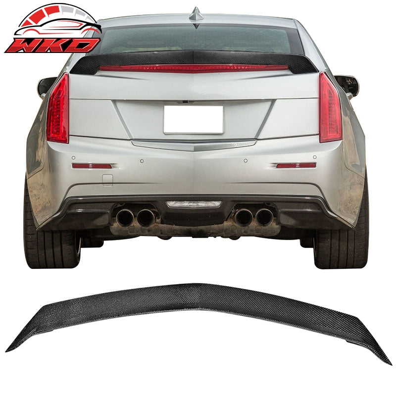 Wholesale 16-19 Cadillac ATS-V Sedan Only V Style Trunk Spoiler - Matte Carbon Fiber
