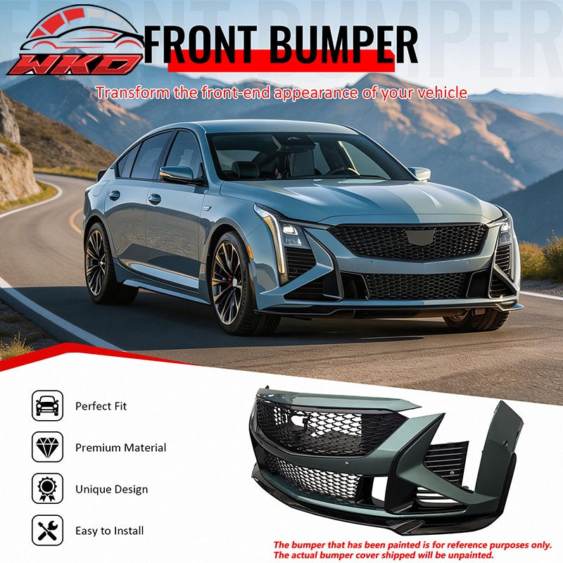 For 25-26 Cadillac CT5 Front Bumper Cover V Blackwing Style Conversion PP Fascia
