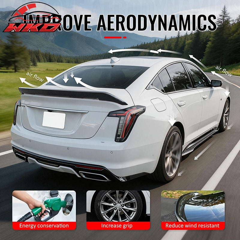 Fits 20-26 Cadillac CT5 V Blackwing Carbon Fiber Print Trunk Spoiler Wing ABS