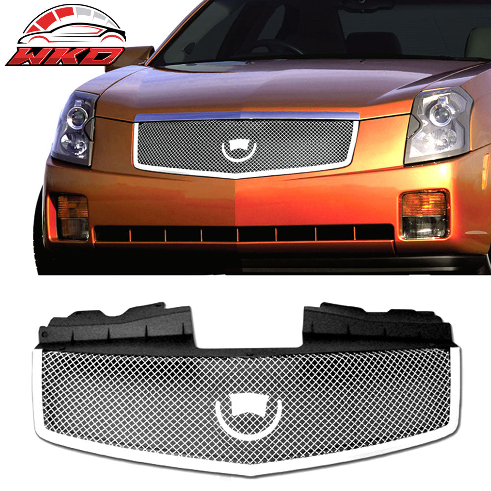 For 03-07 Cadillac CTS Mesh Style Bumper Hood Mesh Grille Chrome ABS + Aluminium