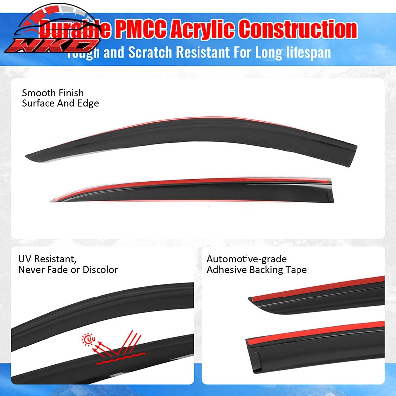 Fits 19-25 Cadillac XT4 Low Profile Style Tape on Window Visors Vent Deflector