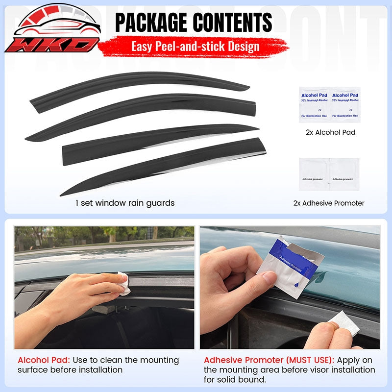 Fits 19-25 Cadillac XT4 Low Profile Style Tape on Window Visors Vent Deflector