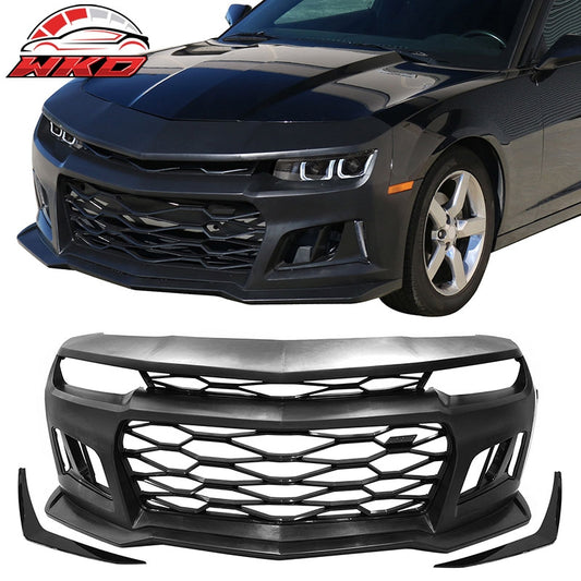 Wholesale 14-15 Camaro 5TH to 6TH Gen ZL1 Front Bumper Conversion Gloss Black Canards