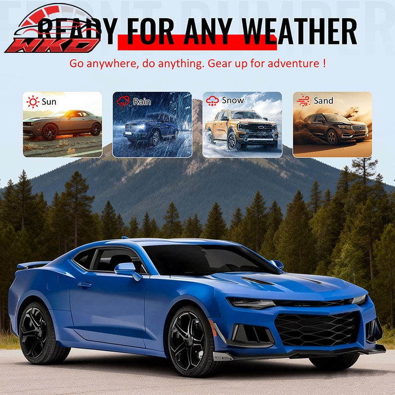 Fits 14-15 Camaro 5TH to 6TH Gen ZL1 Front Bumper Conversion Gloss Black Canards