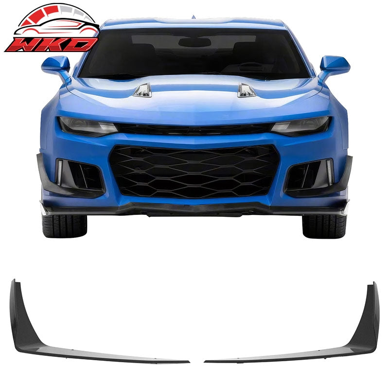 Fits 14-24 Camaro ZL1 Style Front Bumper Side Splitter Canards ABS Gloss Black
