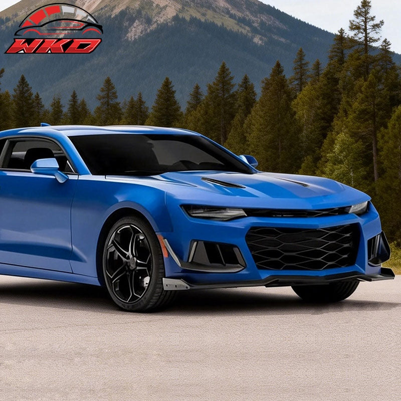 Fits 14-24 Camaro ZL1 Style Front Bumper Side Splitter Canards ABS Gloss Black