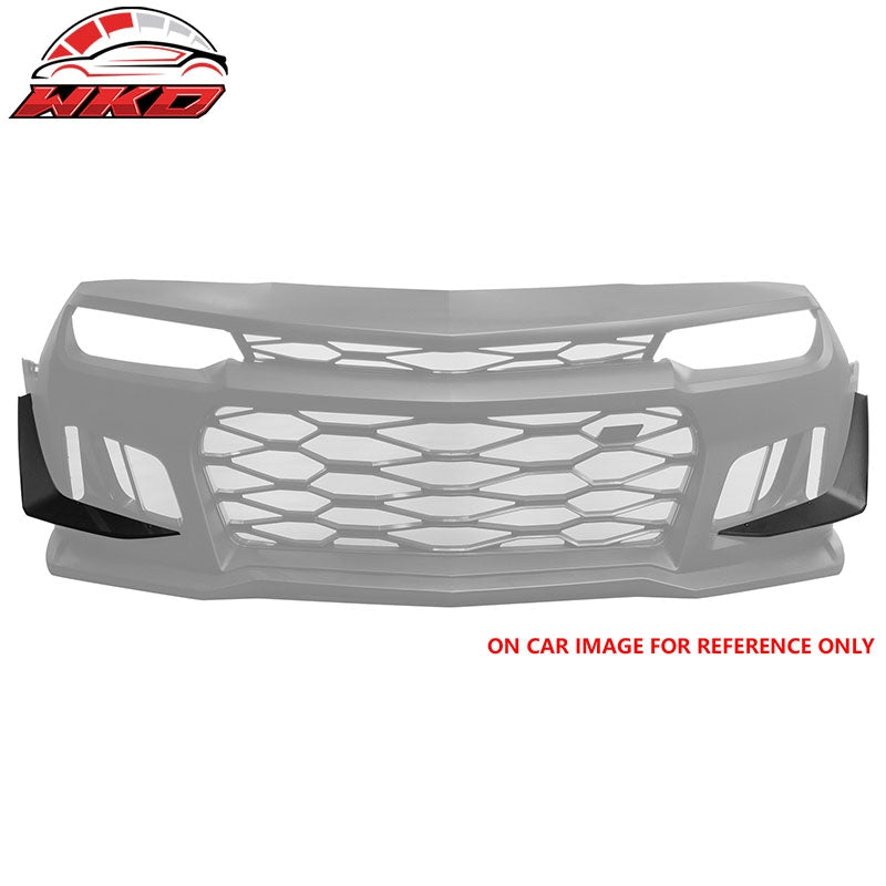 Fits 14-24 Camaro ZL1 Style Front Bumper Side Splitter Canards ABS Gloss Black