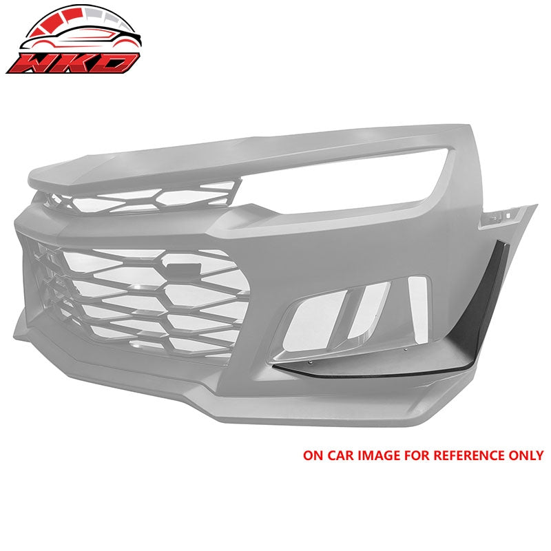 Fits 14-24 Camaro ZL1 Style Front Bumper Side Splitter Canards ABS Gloss Black