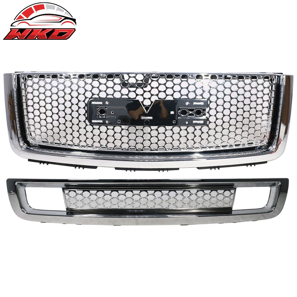 Wholesale 07-13 GMC Sierra 1500 Denali Upper & Lower Grille Front Bumper Hood Grill Chrome