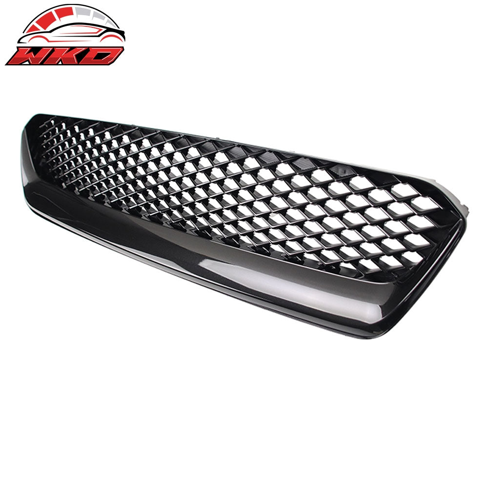 Fits 15-17 Subaru WRX STI JDM Style Front Bumper Upper Grille Gloss Black ABS