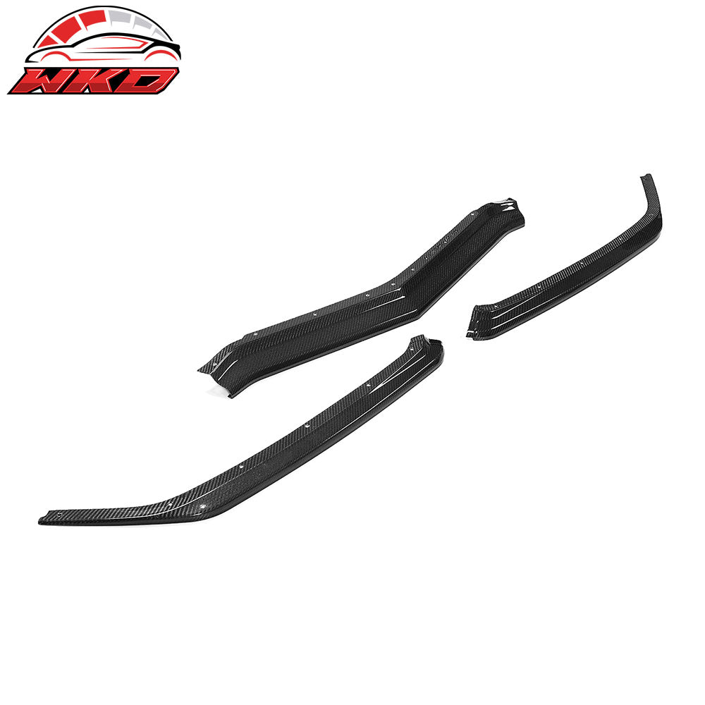 Fits 20-25 Chevy Corvette C8 Z51 Style Carbon Fiber Front Bumper Lip Spoiler 3PC
