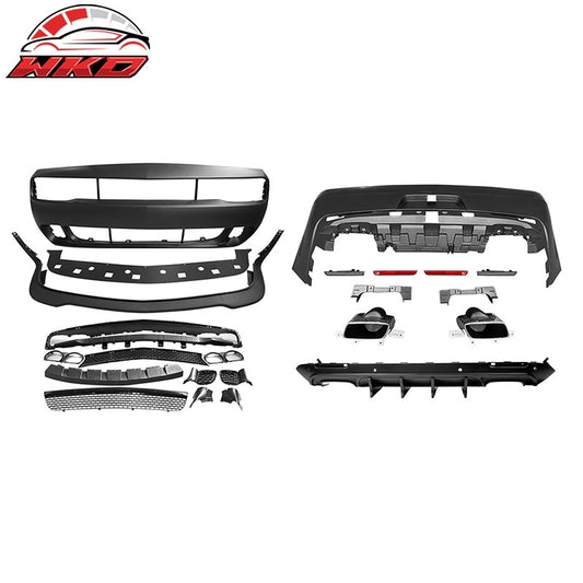 Wholesale 08-14 Dodge Challenger Front Rear Bumper Cover + Hellcat Lip + V4 Diffuser
