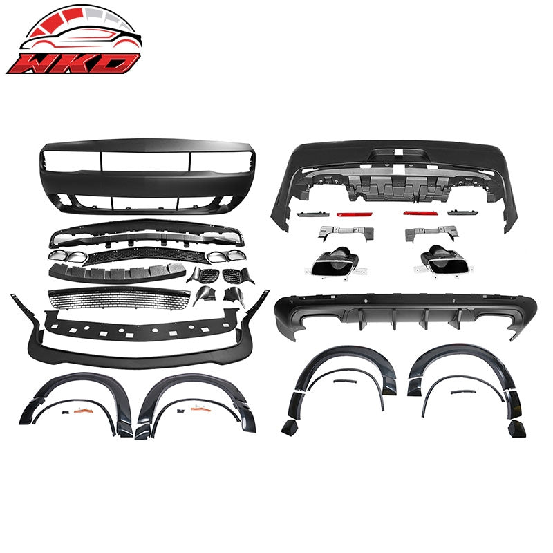 Wholesale 08-14 Challenger Front Rear Bumper w/ Lip + Hellcat Fender Flare V4 Diffuser