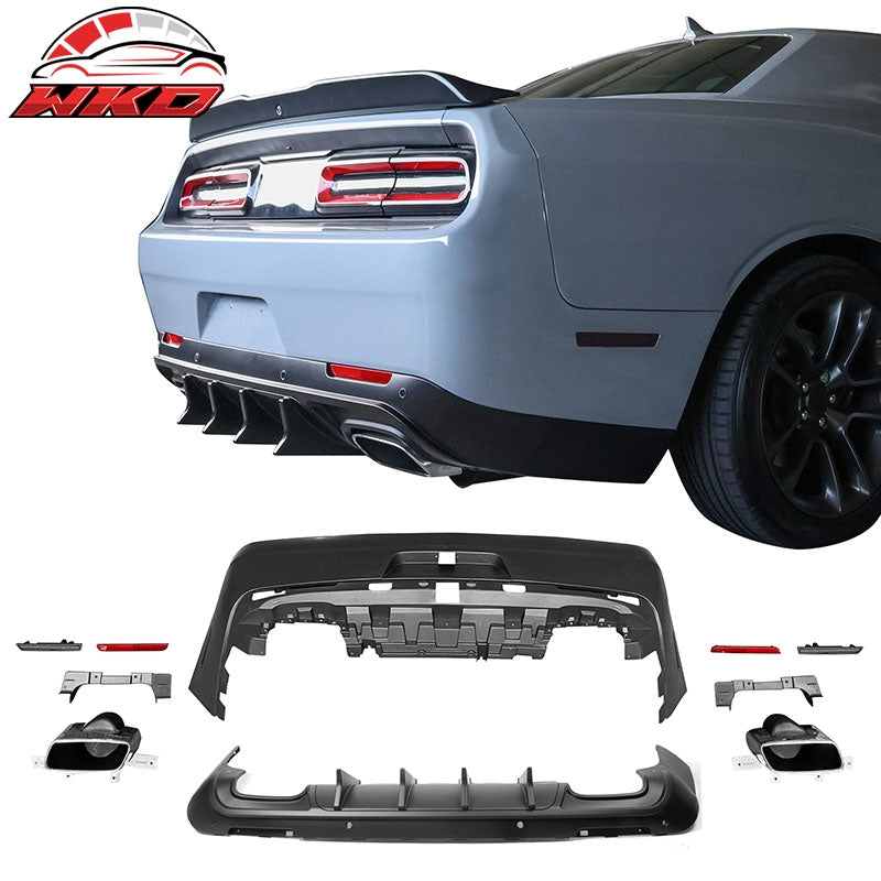 For 08-14 Challenger Front Rear Bumper w/ Lip + Hellcat Fender Flare V4 Diffuser