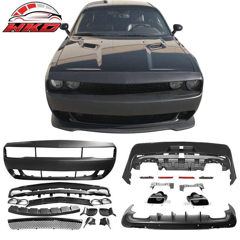 Wholesale 08-14 Challenger Front Rear Bumper (2015+ SRT Hellcat Style) + V1 Diffuser