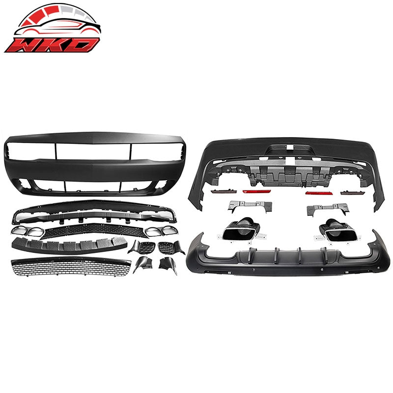 Wholesale 08-14 Challenger Front Rear Bumper (2015+ SRT Hellcat Style) + V2 Diffuser
