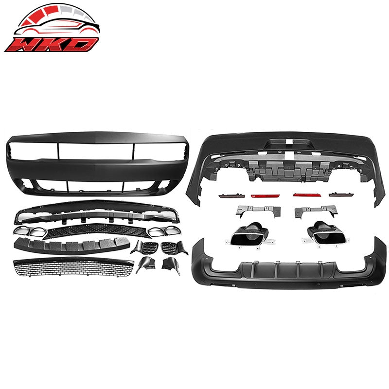 Wholesale 08-14 Challenger Front Rear Bumper (2015+ SRT Hellcat Style) + V3 Diffuser