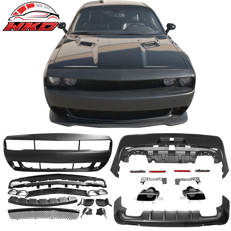 Fits 08-14 Challenger Front Rear Bumper (2015+ SRT Hellcat Style) + V3 Diffuser