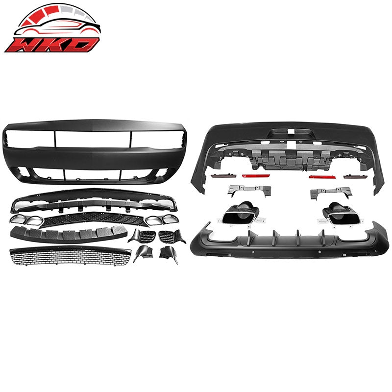 Wholesale 08-14 Challenger Front Rear Bumper (2015+ SRT Hellcat Style) + V4 Diffuser
