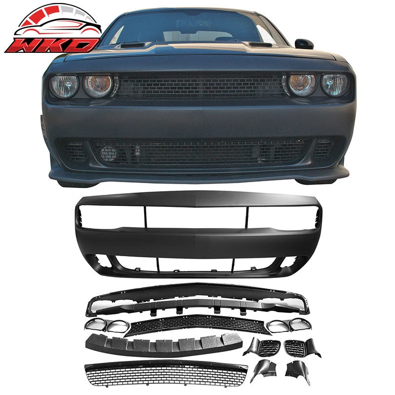 Fits 08-14 Challenger Front Rear Bumper (2015+ SRT Hellcat Style) + V4 Diffuser