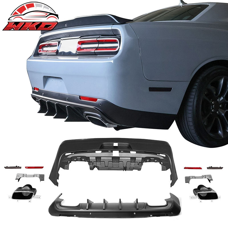 Fits 08-14 Challenger Front Rear Bumper (2015+ SRT Hellcat Style) + V4 Diffuser