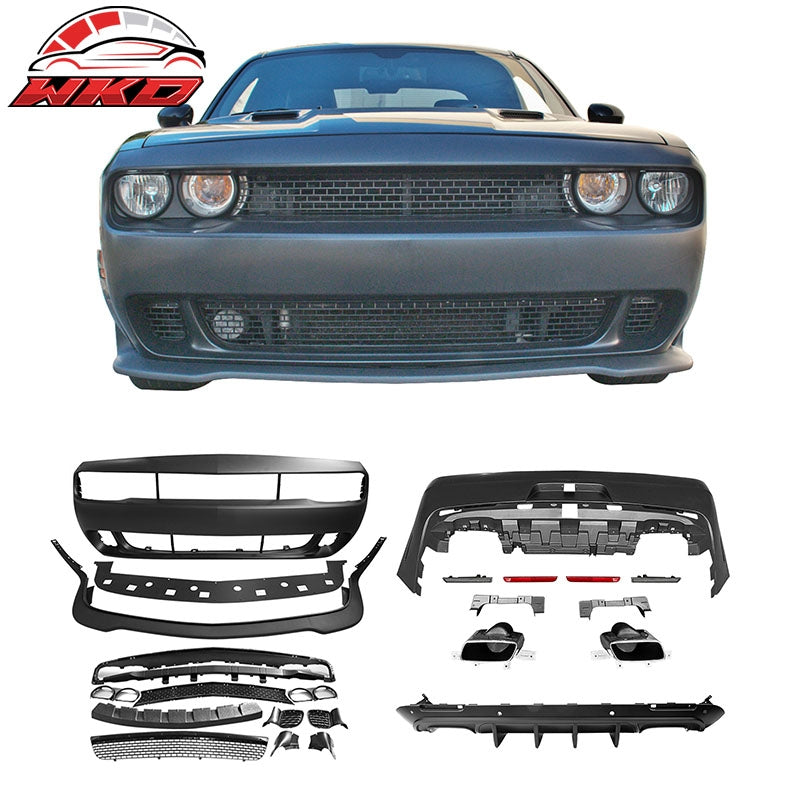 Wholesale 08-14 Dodge Challenger Front Rear Bumper Cover + Hellcat Lip + V1 Diffuser