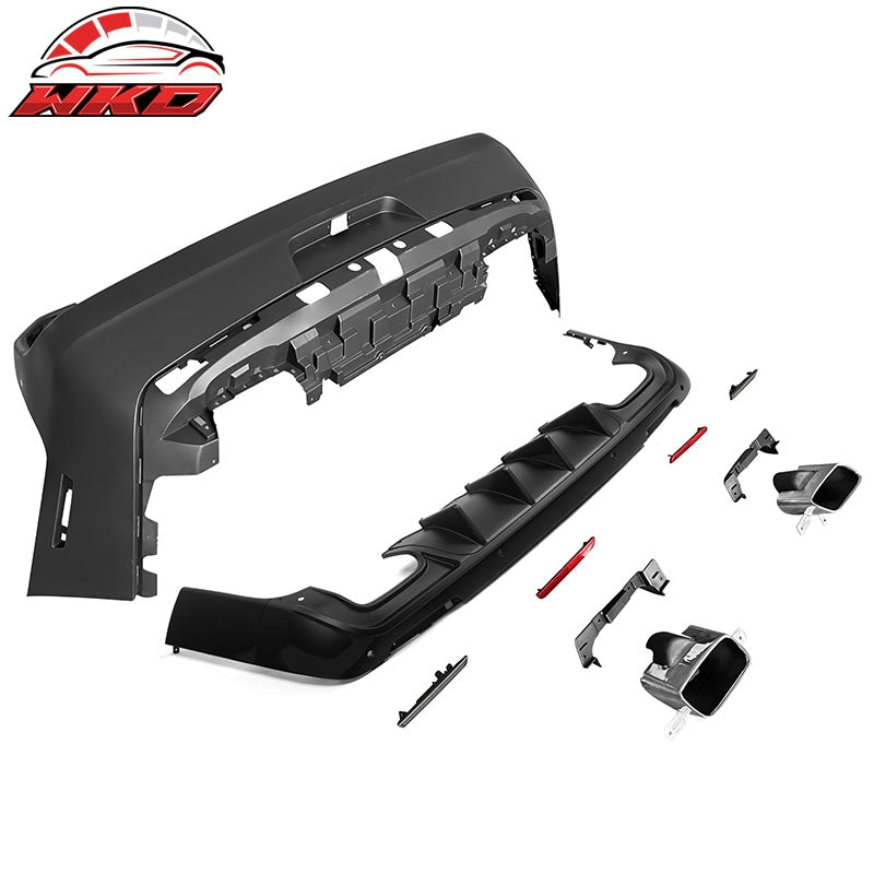 Fits 08-14 Dodge Challenger Front Rear Bumper Cover + Hellcat Lip + V1 Diffuser