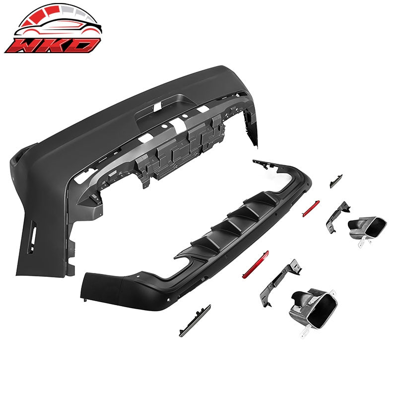 Fits 08-14 Dodge Challenger Front Rear Bumper Cover + Hellcat Lip + V2 Diffuser